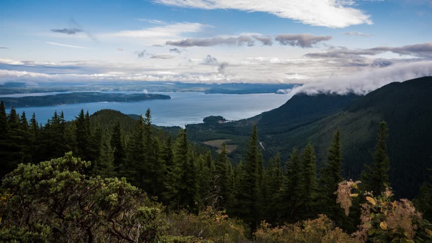 Clouds over Hood Canal in Washington State as seen from Mt. Walker