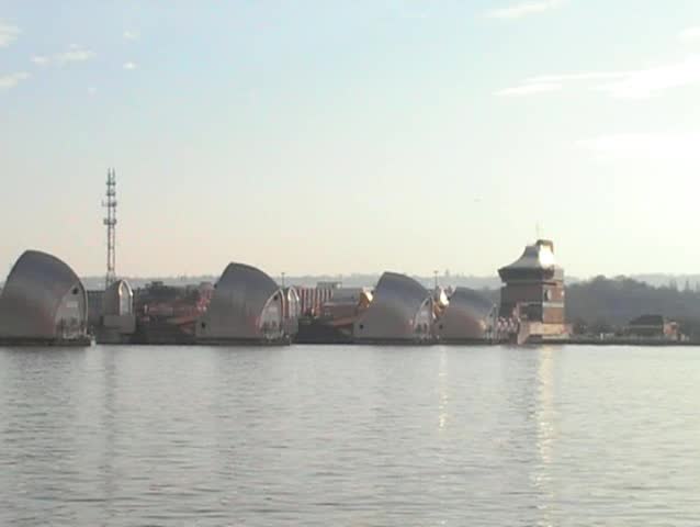 Thames barrier across River Thames London England