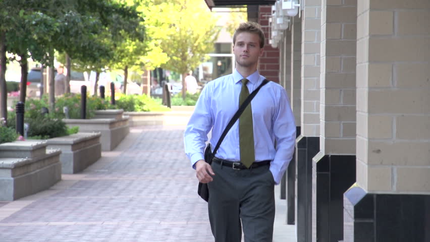 Man on his way to work, entering building
