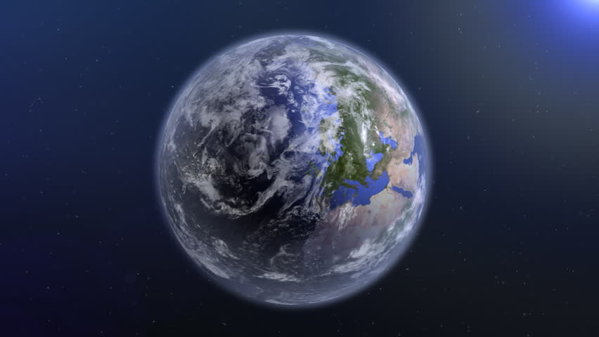 Earth zoom in with atmosphere,clouds,stars & day/night