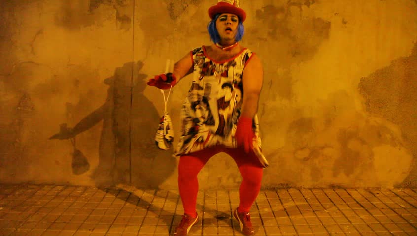 LAS PALMAS DE GRAN CANARIA, SPAIN - FEBRUARY 18:one of  200,000 masked revelers in the Grande Parade (Gran Cabalgata ) of the Carnival February 18, 2012, Spain 