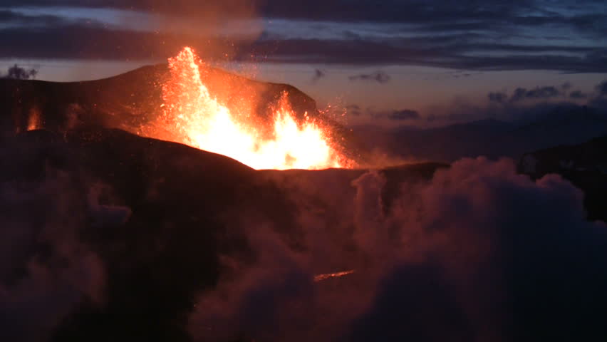 Volcanic Eruption in Iceland Marz 2010, Eyjafjallajokull. Footage taken in extreme conditions only a half mile from the crater during frequent gas explosions from advancing lava. A mountain is born.