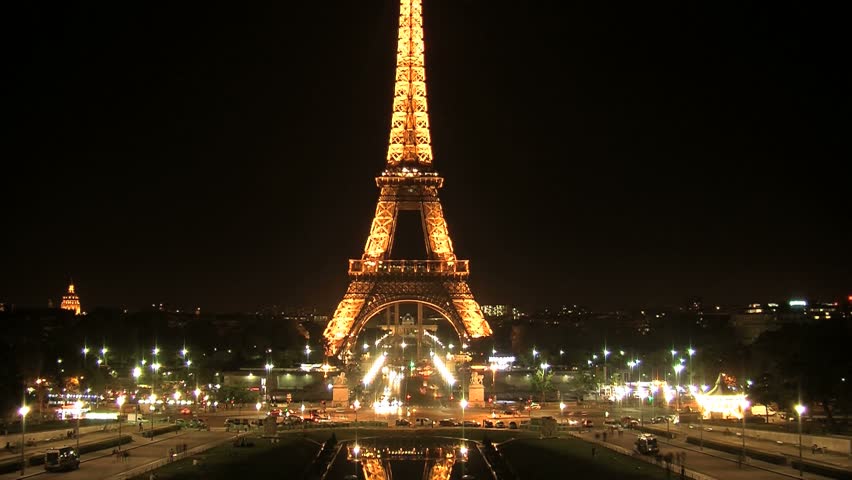PARIS, FRANCE - CIRCA 2012: Eiffel tower at night timelapse, Paris, France
