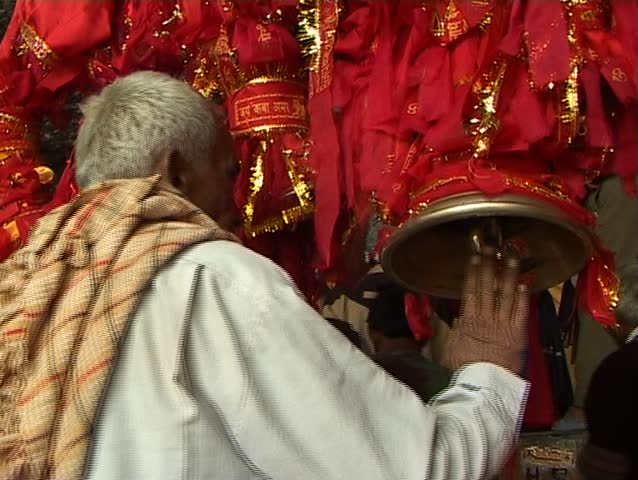 hindu temple bell closeup