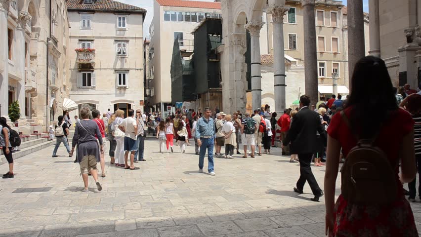 SPLIT, CROATIA - MAY 27: Tourists wander around the ancient Palace of Diocletian on May 27, 2012 in Split, Croatia. The Palace of Diocletian is a UNESCO World Heritage Site.