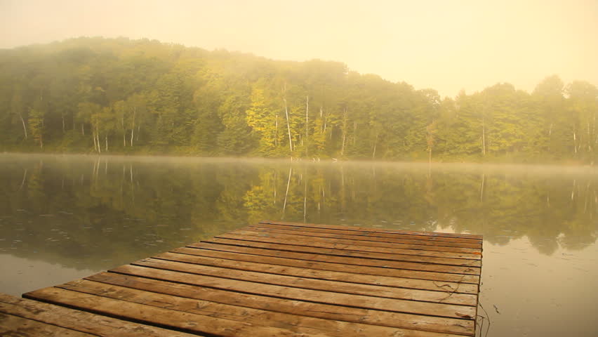 River Dock in Summer Morning Mist