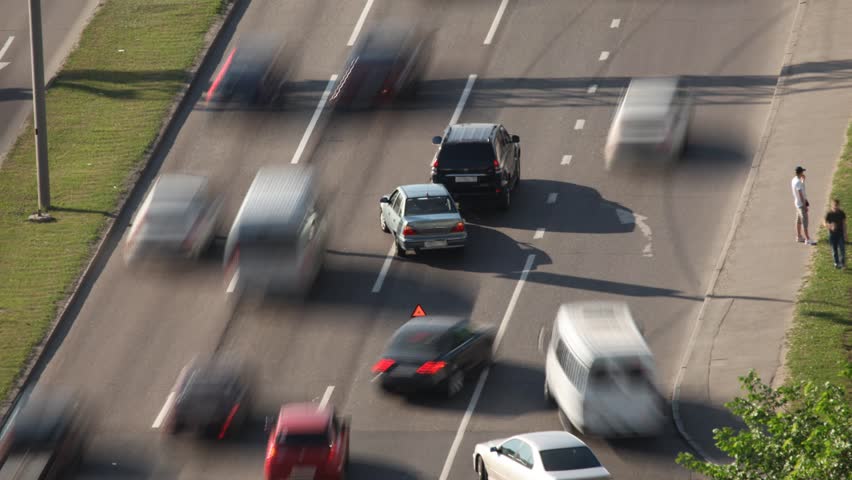 Road accident with two car collision. Timelapse.