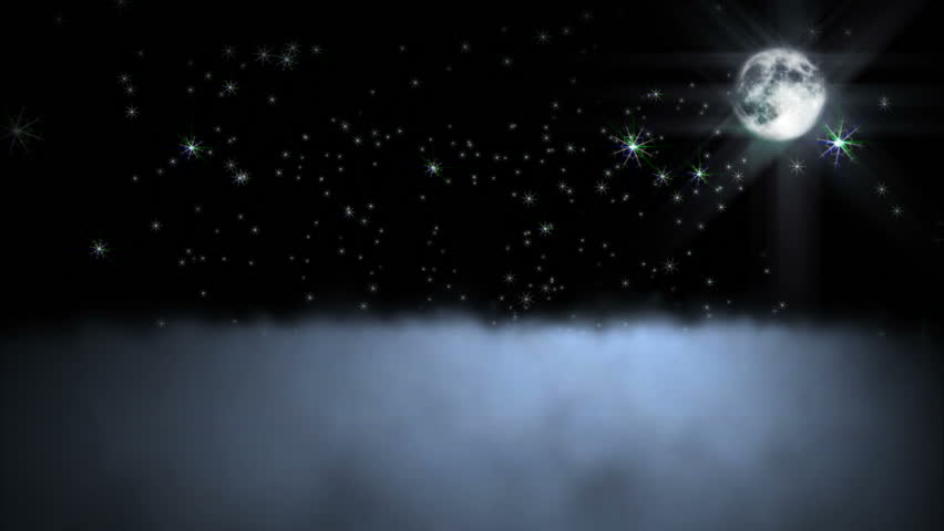 1044 Moon shining across night clouds with sparkling falling stars. See my portfolio for more Virtual Realities.
