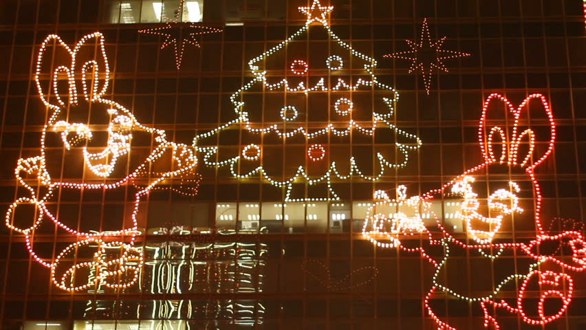 Christmas lights display - outdoor office building Christmas lights display in Hong Kong