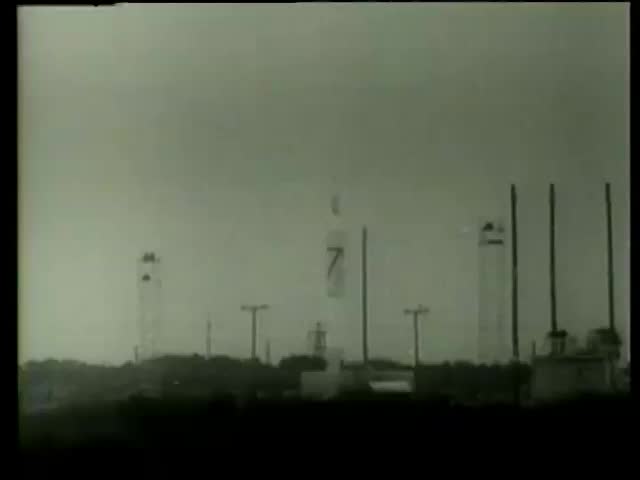 Launch of Jupiter-CÂ multistage missile Cape Canaveral Florida circa 1958-MGM PICTURES, UNIVERSAL-INTERNATIONAL NEWSREEL, USA, filmed in 1958