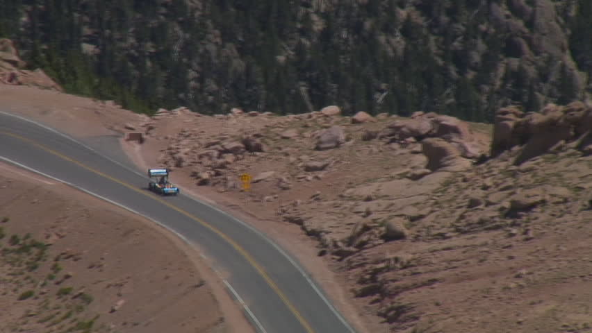 Colorado Springs - July 19: Paul Dallenbach races to the summit during the 86th running of the Pikes Peak International Hill Climb in Colorado Springs, Colorado July 19, 2008.