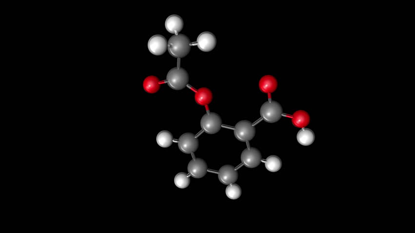 A molecular ball and stick model of aspirin.
