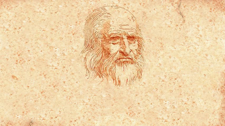 Leonardo Da Vinci animated drawing on paper (animation)