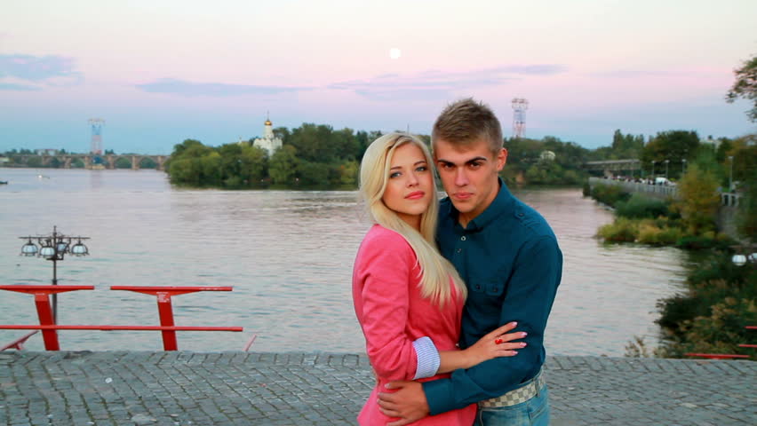 young couple on an evening promenade.
