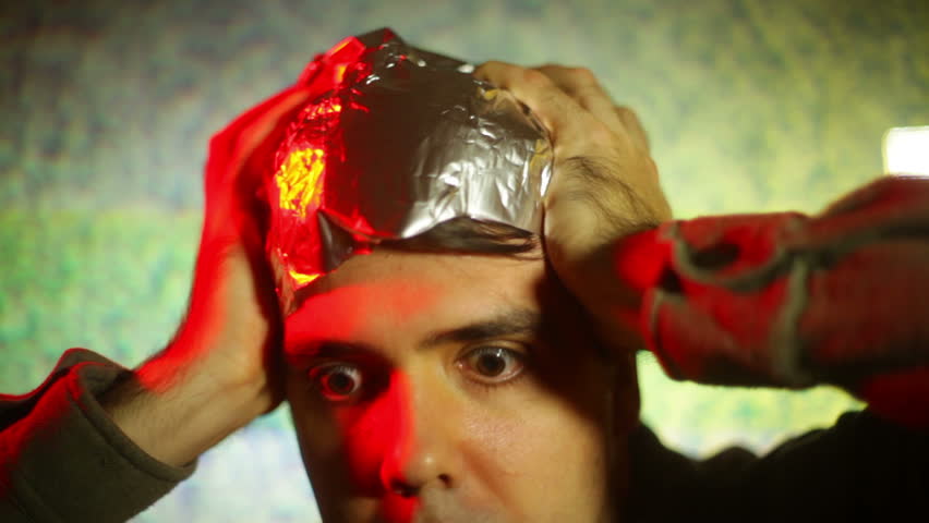 Crazy guy with a tin foil hat