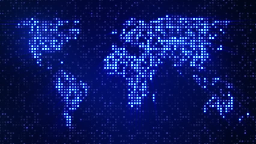 digital blue world map loop