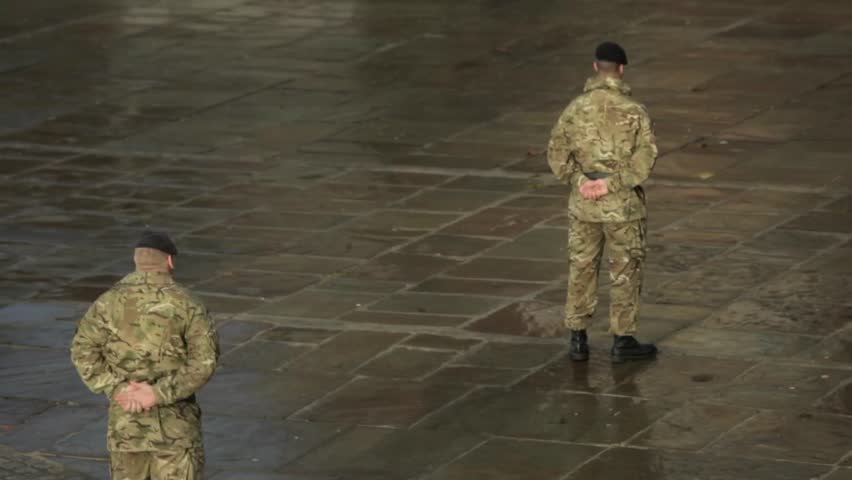 PRESTON, UK - NOVEMBER 11: Armed forces and service personnel commemorating the Remembrance Day service at the Cenotaph, Preston, UK on the 11th November 2012