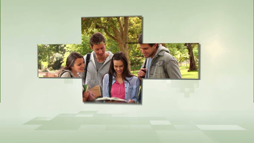 Animation with videos of teens in a park