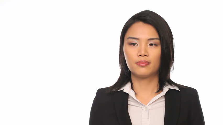 Asian businesswoman writing on a virtual screen