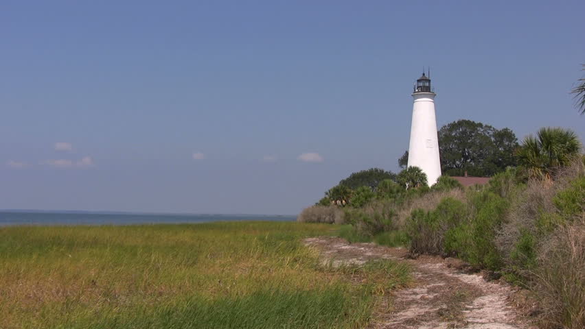 Built in 1831 on the shores of Apalachee Bay, St. Marks Lighthouse guides boaters to the entrance of the St. Marks River,located in St. Marks National Wildlife Refuge south of Tallahassee, Florida.