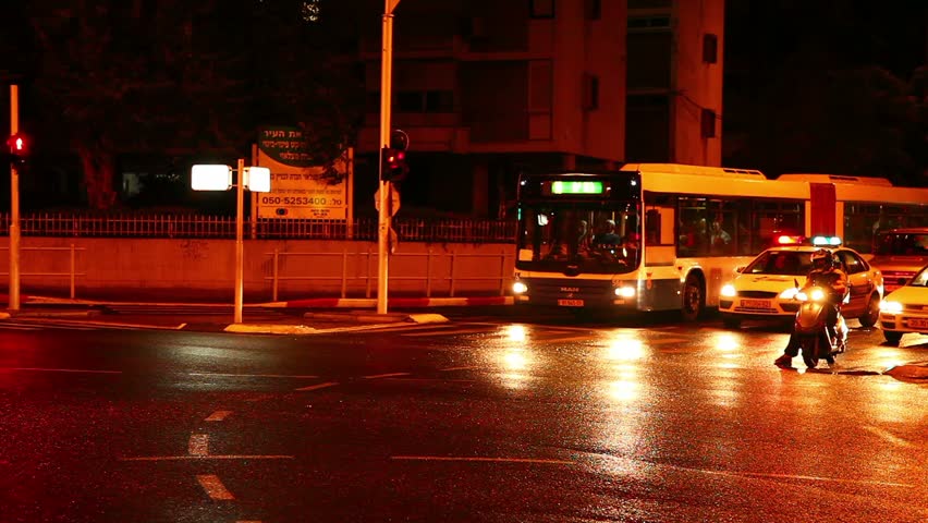 TEL AVIV, ISRAEL - NOVEMBER 20: A police car with the siren moves on the street on November 20, 2012 in Tel Aviv, Israel.