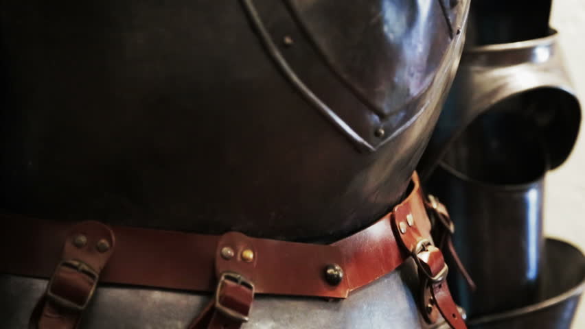 Medieval armor of warrior, metal protective wear.