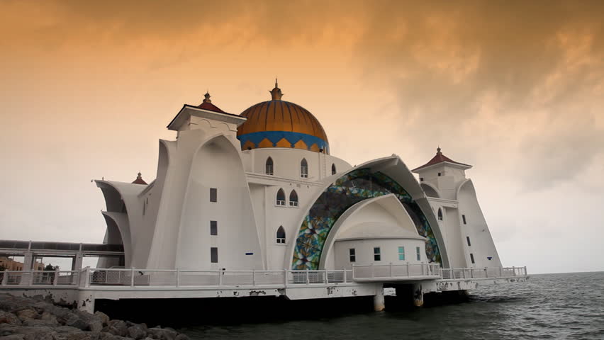 Selat Mosque in Malacca island Malaysia also known as Malacca Straits mosque