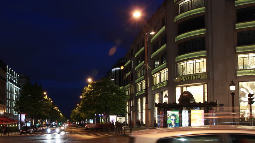 PARIS, FRANCE â APRIL 8th: Timelapse of Louis Vuitton shop on the Champs dâElysees in Paris on April 8th, 2012.