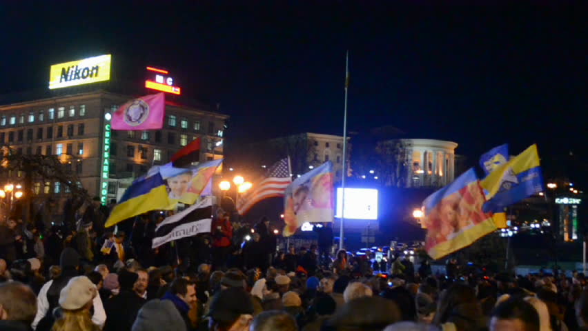 KIEV - NOV 22: Orange Revolution celebration anniversary in Kiev, Ukraine on November 12, 2012. The Orange Revolution took place on November 22 through December 26, 2004 in Kiev. 