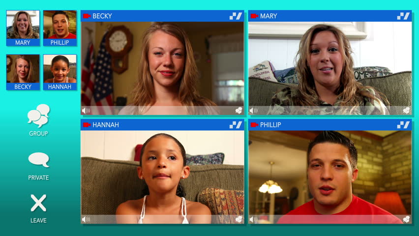 A simulated group video chatting session screen.