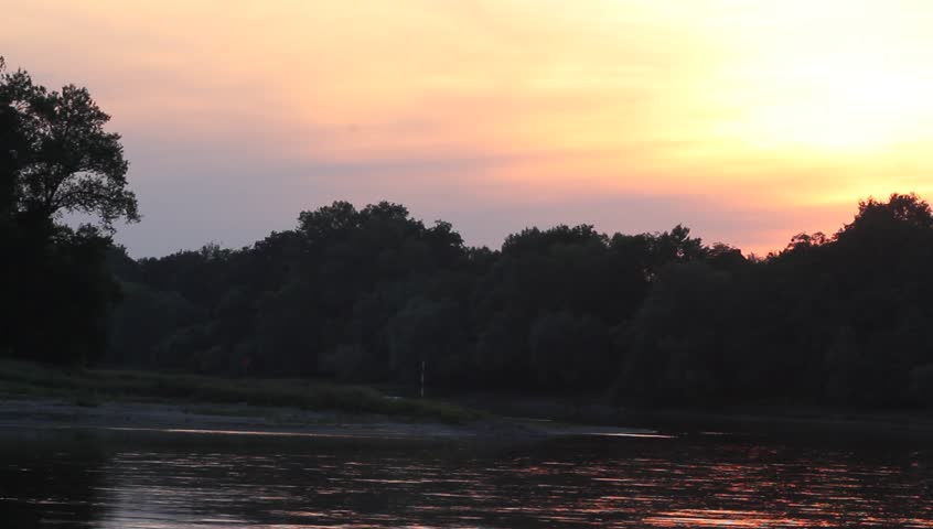 Sunset on the Elbe river in Saxony-Anhalt / Germany