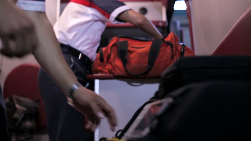 Emergency medical services prepares the equipment for assist a disaster
