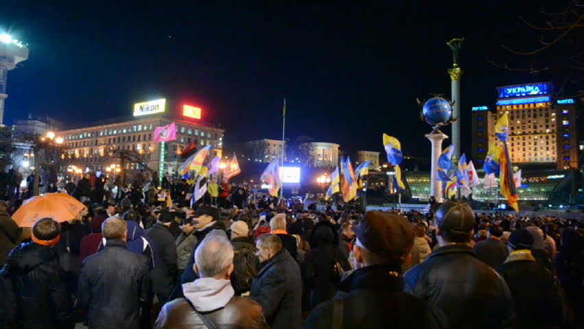 KIEV - NOV 22: Orange Revolution celebration anniversary in Kiev, Ukraine on November 12, 2012. The Orange Revolution took place on November 22 through December 26, 2004 in Kiev. 