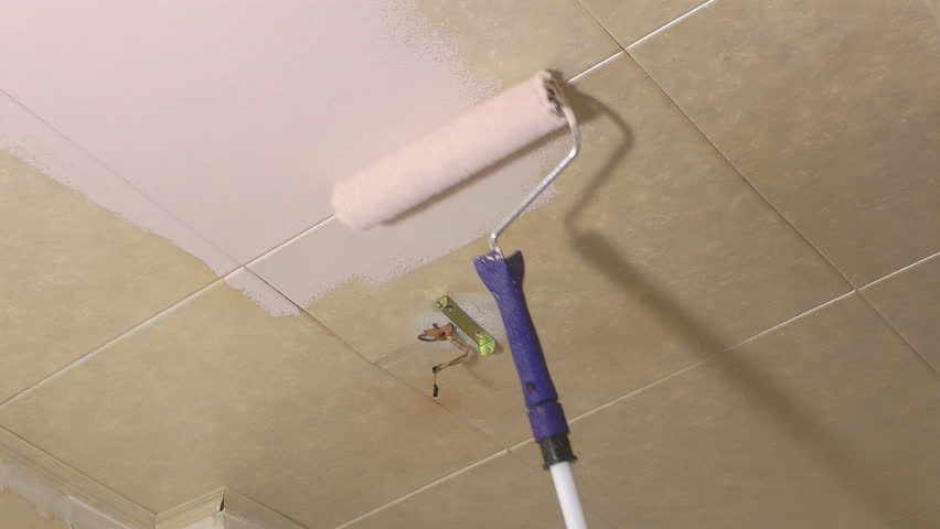 With the roller paint a ceiling.