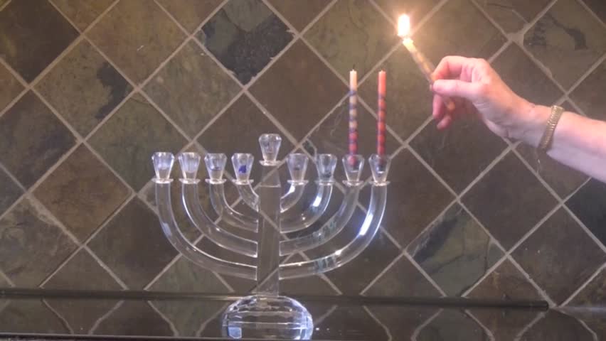 Lighting Hanukkah Candles 2nd Night