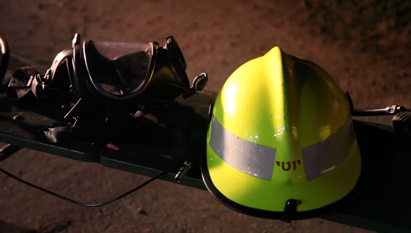 NORTHERN ISRAEL -DECEMBER 17: Firefighters' protective gear for remedying leak accident of corrosive toxic hazardous material Ammonia liquid in seven food factories using protective suites, Northern Israel December 17 2012