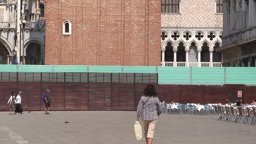 VENICE, ITALY - CIRCA 2011: Tilt up the Campanile in Venice San Marco Piazza.