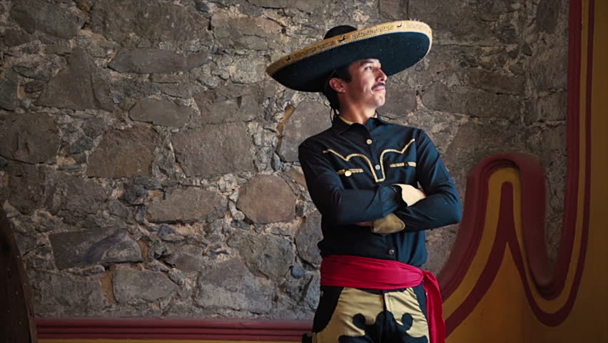 MEXICO, GUANAJJUATO - CIRCA OCTOBER 2012: Man dressed like a mexican charro during the International Cervantino Festival