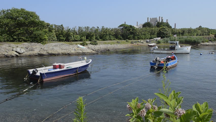 Newport Rhode Island boats in small harbor on the famous Scenic Ocean Drive