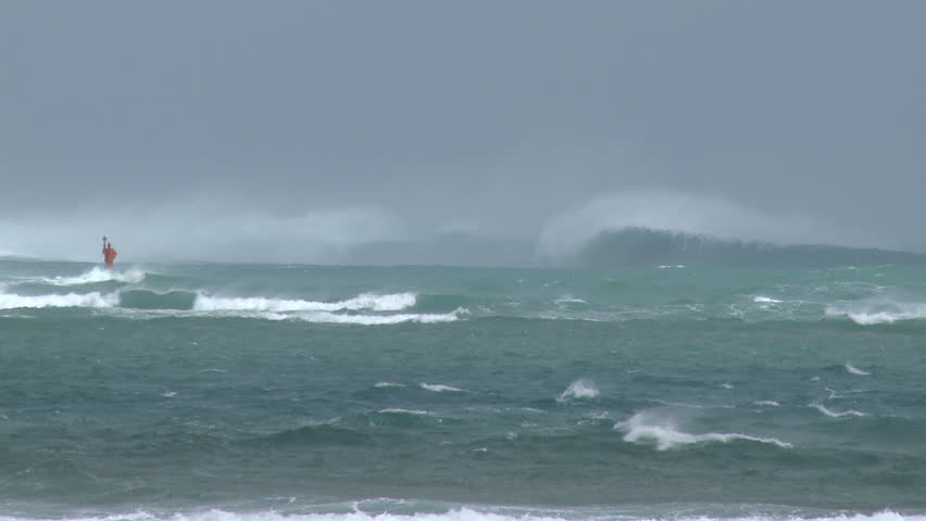 Large Waves Surf Crash Ashore Ahead of Hurricane. Shot in full HD 1920x1080 30p on Sony EX1 XDCAM