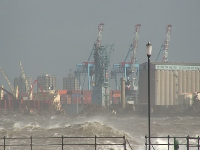 Huge storm on the River Mersey, Liverpool UK. 16-9 anamorphic widescreen 1080i