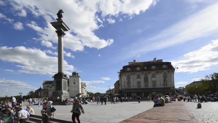 WARSAW, POLAND - OCTOBER 09:  Warsaw's Castle Square is a popular meeting place for tourists and locals. The Square features landmark Sigismund's Column. October 09, 2012, Warsaw, Poland