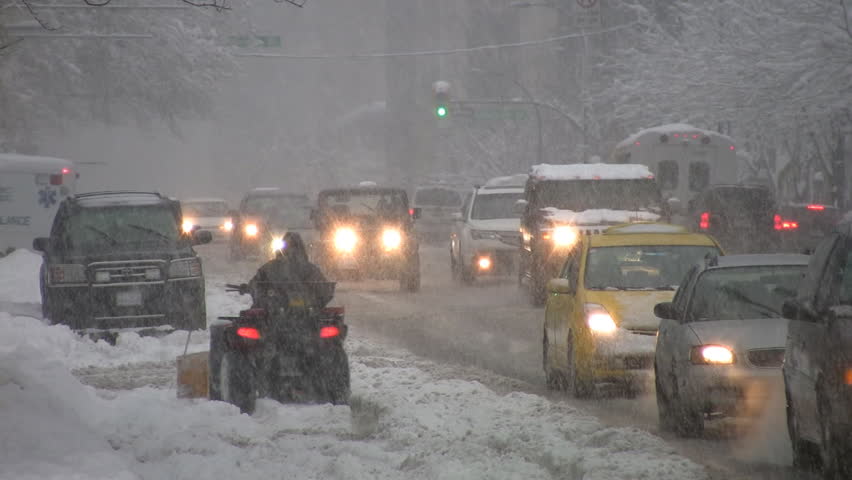 VANCOUVER, CANADA - DECEMBER 24: Snowstorm on the streets of Vancouver, BC, Canada, December 24, 2008. Storms over the holiday season, broke snowfall records in many parts of western Canada. 