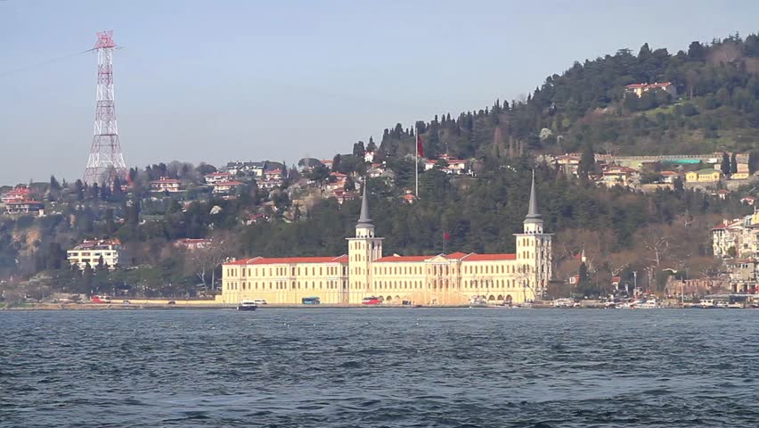 Kuleli High School Building from Bosporus waterside in Istanbul
