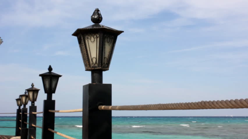lights on dock, seaside