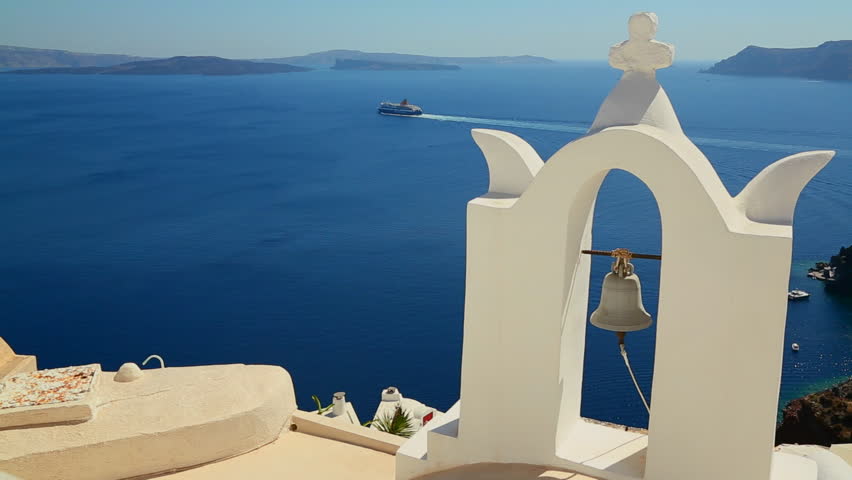 SANTORINI, GREECE 2012 Gorgeous churches ,walkways and buildings grace the island of Santorini in the Greek Islands.