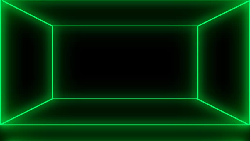Neon green line 2D cube pulse illusion