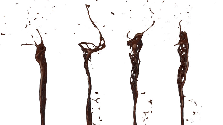 close-up view of coffee splashes in slow motion, isolated on white (FULL HD)