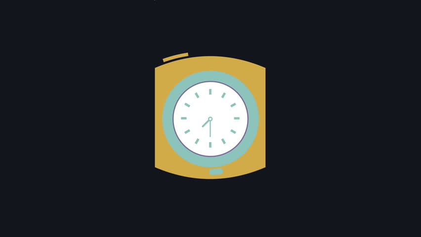 LOOPABLE Highly Stylized Evolving Vector Clock Animation showing the passing of time