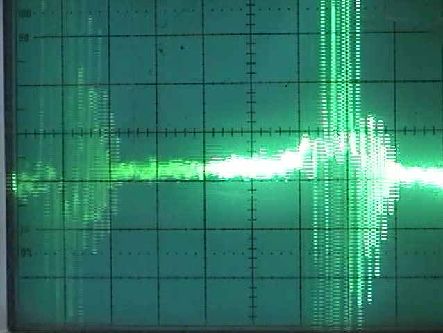 an old oscilloscope demonstrates a waveform